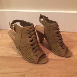 Brown Caged Sandal Heel